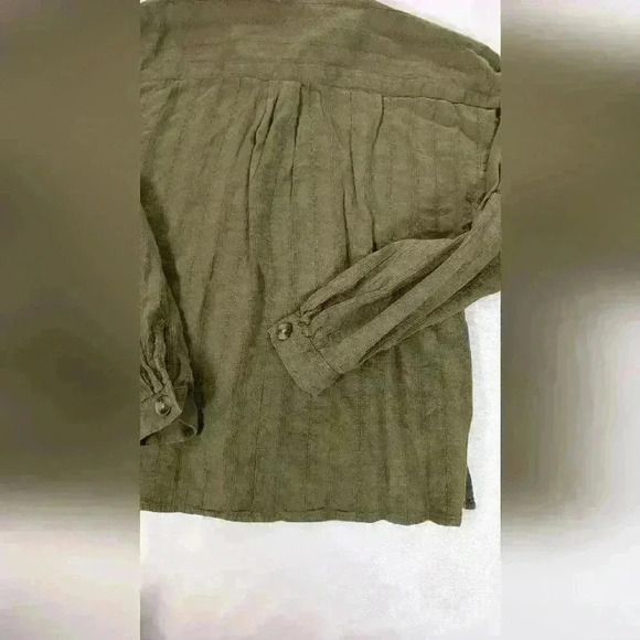 Ann Taylor Loft Green Long Sleeve, Button Down Pullover, Embroidered, Top XS - Picture 9 of 10